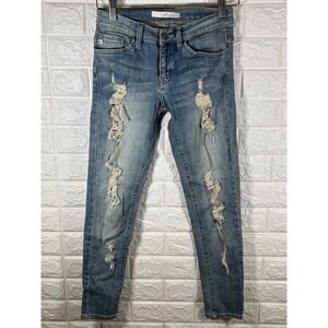 KanCan Distressed Skinny Jeans Women's Size 24‎ Ripped Denim Blue